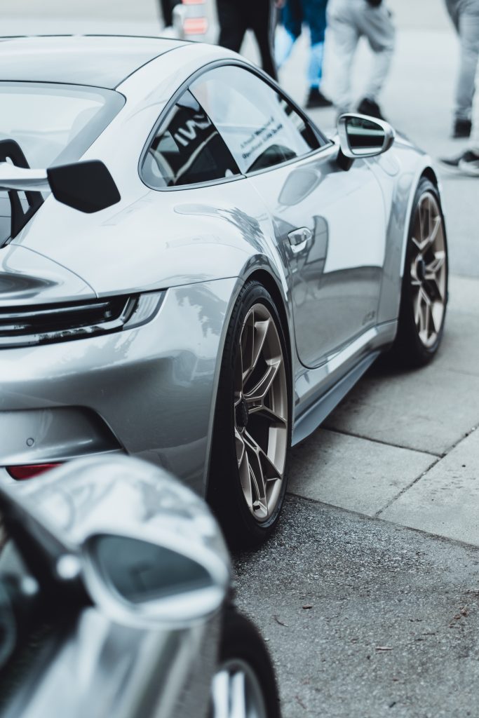 Silver Porsche close up