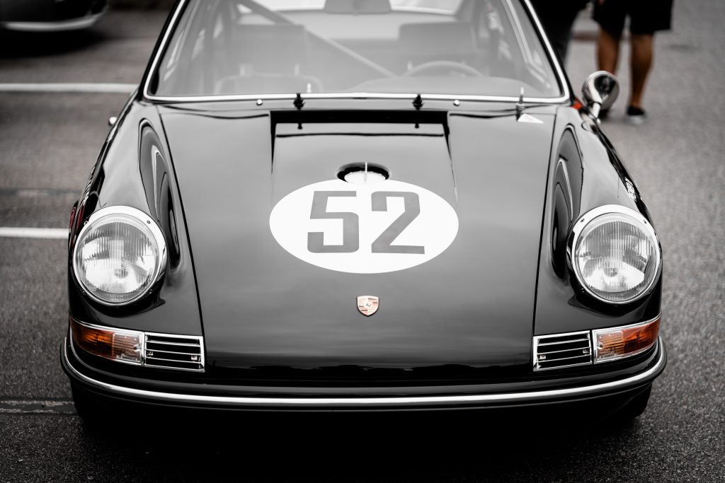 Closeup of a Black Porsche Sports Car