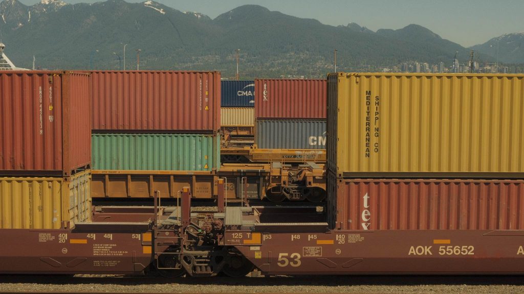 Vancouver Port Train Containers Vintage Look