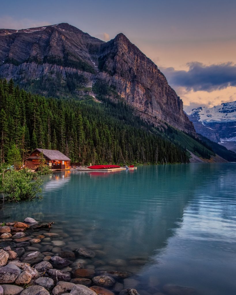 Lake louise beside the rocky mountain